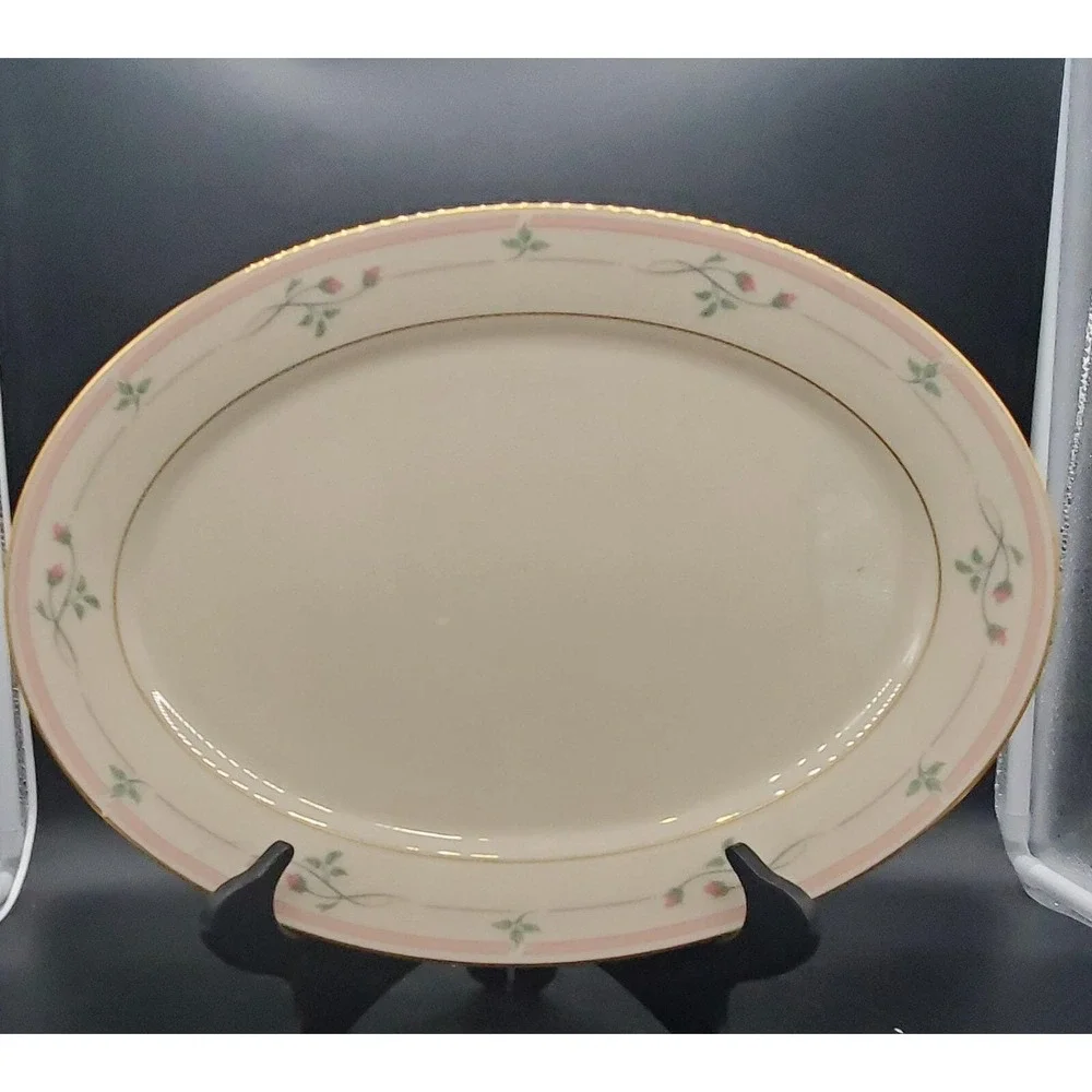 Lenox Rose Manor Pink Oval Serving Platter S310187G2 16